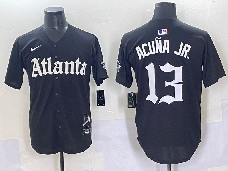 Men 2025 Atlanta Braves #13 Acuna jr Black Five generations Joint Name Nike MLB Jersey style 1->atlanta braves->MLB Jersey